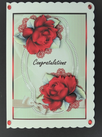 Red  Roses  In Glitter Frame  A5 by Valerie Spowart