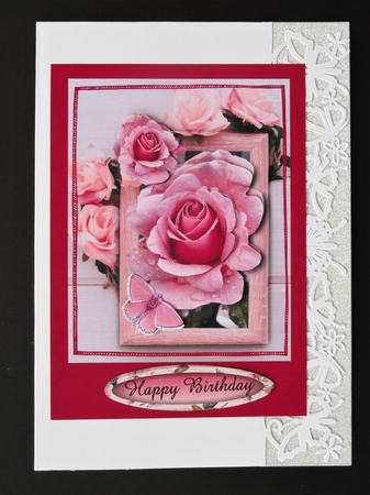 beautiful pink rose greetings by Valerie Spowart