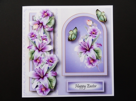 Floral Arched Frame - Purple Lilies 8x8 by Valerie Spowart
