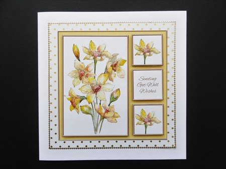Lovely Watercolor Narcissus Get Well Topper Card Two by Valerie Spowart