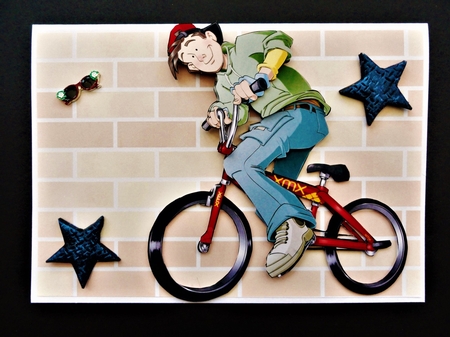 BMX Dude Red Decoupage Sheet by Valerie Spowart