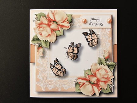 Butterflies & Roses - Antique Peach by Valerie Spowart