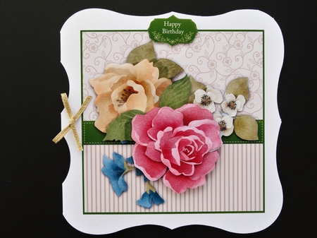 Elegant Vintage Floral 7.5 Inch Card Front and Insert by Valerie Spowart