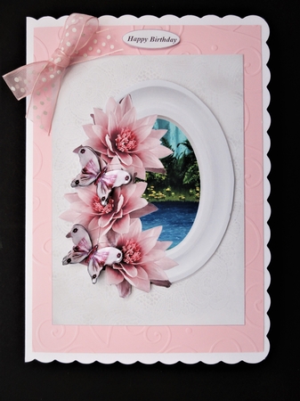 Scenic Framed Lake Topper with Butterfly Decoupage by Valerie Spowart