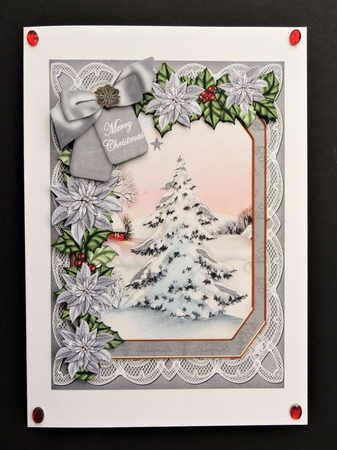 Snow Tree Merry Christmas 7x5in Fancy Lace Step by Step by Valerie Spowart