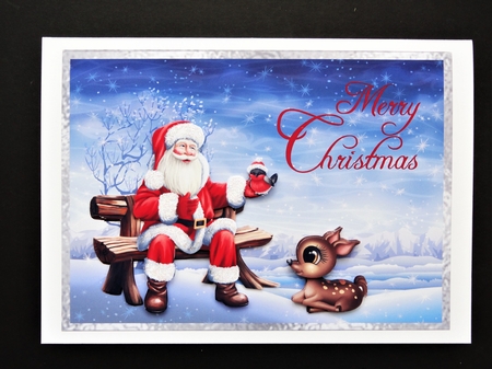 What Would You Like for Christmas - 7x5 inch card front with decoupage by Valerie Spowart