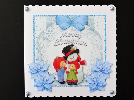 Frosty the Snowman 2 - 6x6 inch card front with decoupage by Valerie Spowart