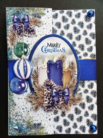 Pine Cones and Needles 5X7 Blue Hues FoldBack-3 by Valerie Spowart