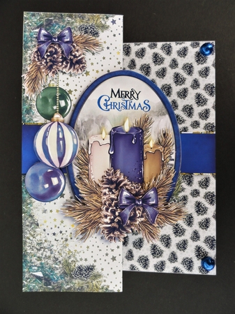 Pine Cones and Needles 5X7 Blue Hues FoldBack-3 by Valerie Spowart