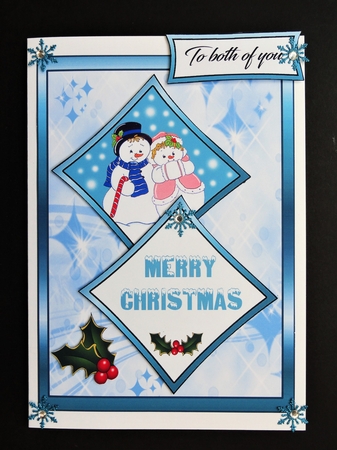 Two squares Mr & Mrs Snowman by Valerie Spowart