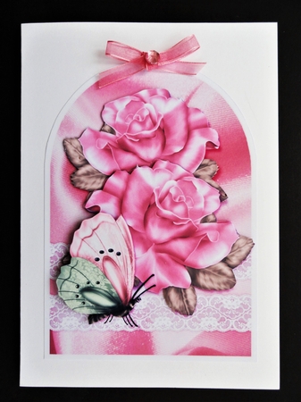 Arch Shaped Card Vintage Roses & Buttefly Mini Kit by Valerie Spowart
