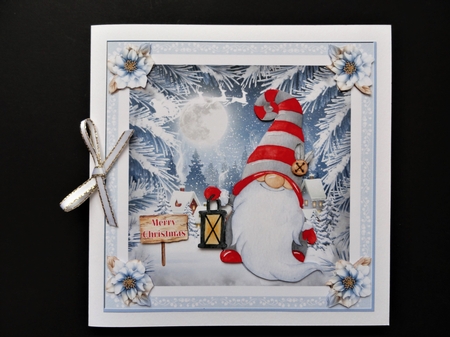 Christmas Gnome 7x7ins Decoupage Topper 4 by Valerie Spowart