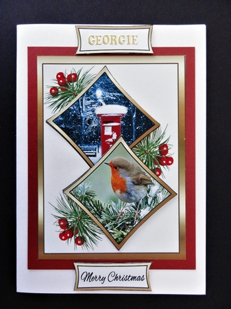 Two squares Postbox & robin by Valerie Spowart