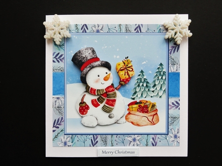 Adorable Snowman With Presents 7x7 by Valerie Spowart