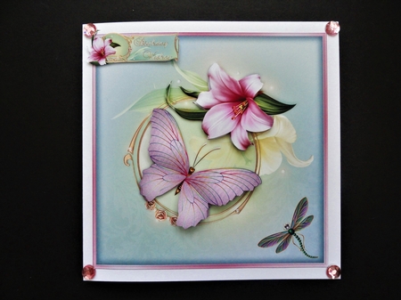 Love of Lilies Square Card Front with Step-by-Step by Valerie Spowart