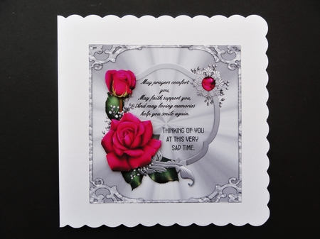 Sympathy 9 - 6x6 inch card front with decoupage by Valerie Spowart