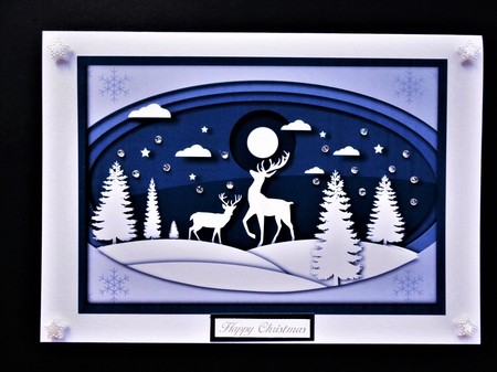 Christmas Deer Landscape A4 by Valerie Spowart