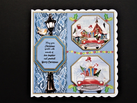 Blue Home for Christmas card front 1 by Valerie Spowart