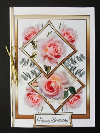 Two squares Pink roses Bday by Valerie Spowart