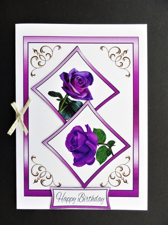 Two squares Purple rose by Valerie Spowart