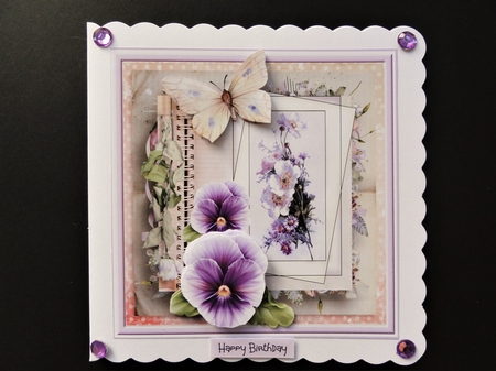 Pansy and butterfly 7x7 by Valerie Spowart