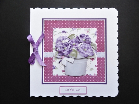 Purple flowers in a pot 6x6 by Valerie Spowart