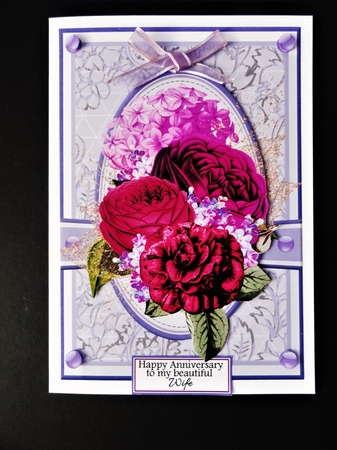 A5 Purple Delight Floral Card Front Topper and sentiments  by Valerie Spowart