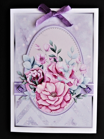 A5 Maroon & Purple Bouquet 4 Card Front Topper & Sentiments by Valerie Spowart