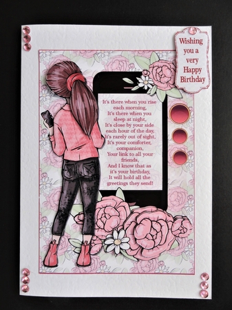 A girl and her phone A5 by Valerie Spowart