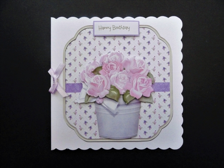 Pot of pink roses shaped 6x6 by Valerie Spowart