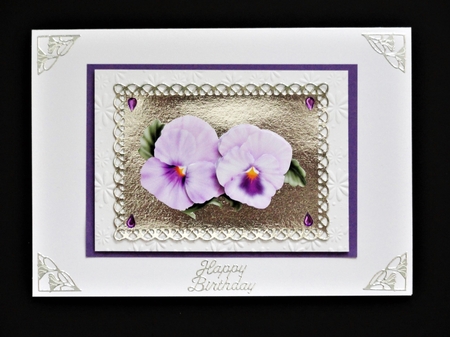 Pansy in Lavender with Decoupage Layers  by Valerie Spowart