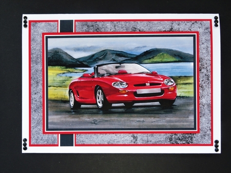 A5 Red Sports Car Card Front, Topper, Ribbon & Sentiments  by Valerie Spowart