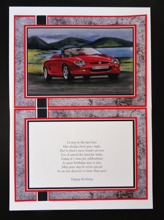 A5 Red Sports Car Blank Insert  by Valerie Spowart