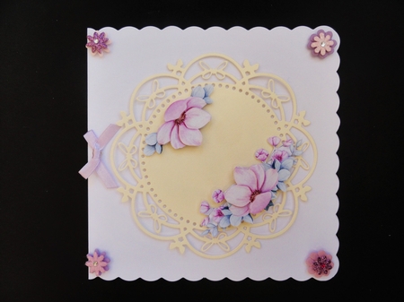 Pink Flowers Decoupage  by Valerie Spowart