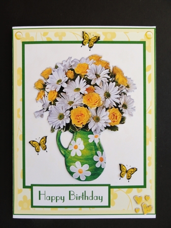 Daisies and roses greeting card for a birthday or Mothers day by Valerie Spowart