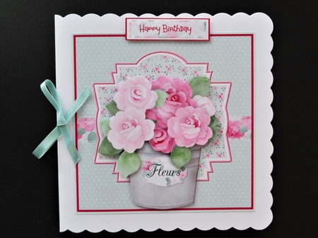 Pot of pink roses 6x6 by Valerie Spowart