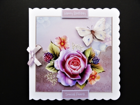 English rose and butterfly 6x6 by Valerie Spowart