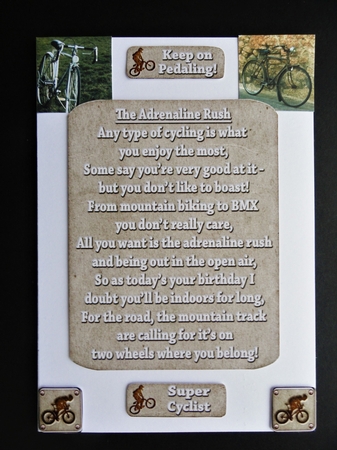 Two Cycling Verse Toppers by Valerie Spowart