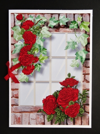 The Ivy & Red Rose Window 2 A5 by Valerie Spowart
