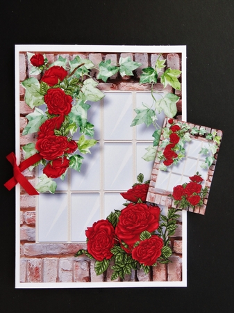 The Ivy & Red Rose Window 2 A5 by Valerie Spowart