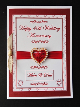 A5 ruby wedding anniversary card front by Valerie Spowart