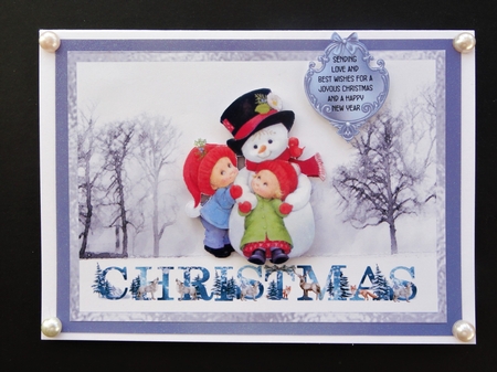 Christmas Alphabet 1 - 7x5 inch card front with decoupage by Valerie Spowart