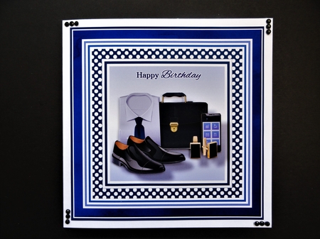 8x8 Mens Stuff Card Front, Tag & Decoupage Layer - Happy Birthday by Valerie Spowart