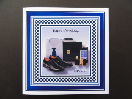 8x8 Mens Stuff Card Front, Tag & Decoupage Layer - Happy Birthday Brother by Valerie Spowart