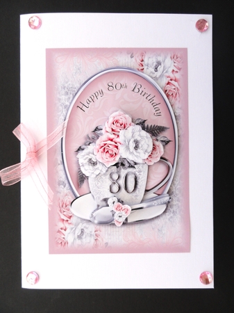 70th and 80th Birthday with a Beautiful Cup and Roses by Valerie Spowart