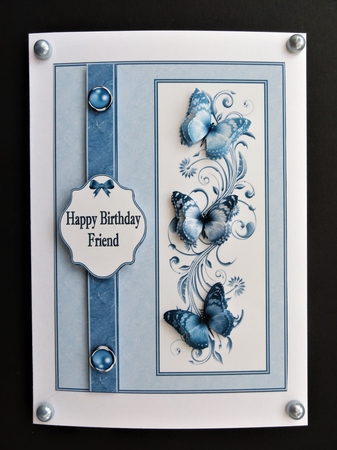 A5 butterflies step by step card front (Teal). by Valerie Spowart