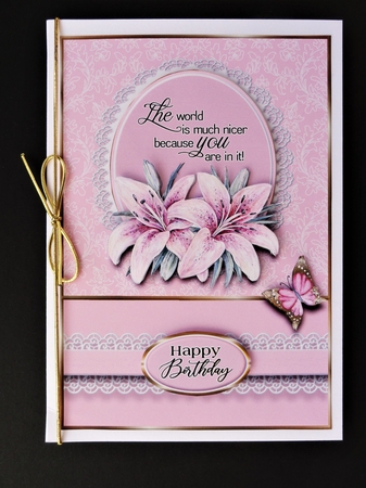 A5 Anniversary Lillies Card Front, Topper and sentiments  by Valerie Spowart