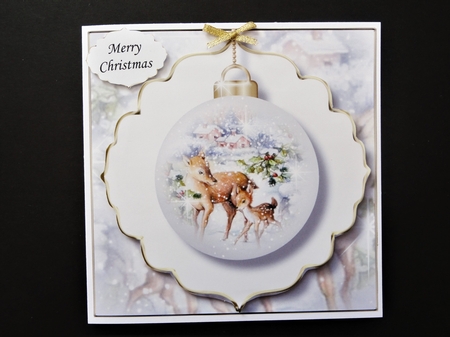 The Christmas Vintage Deer Bauble 4 NO FLOWERS by Valerie Spowart