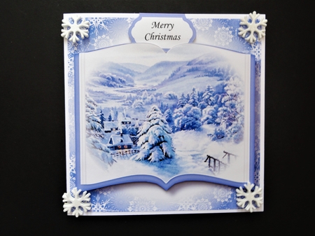 Open Book Scenic Christmas No Flowers - Snowy Mountain Village by Valerie Spowart