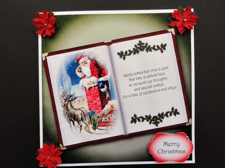 Open Book Christmas No Flowers - Santa by Valerie Spowart